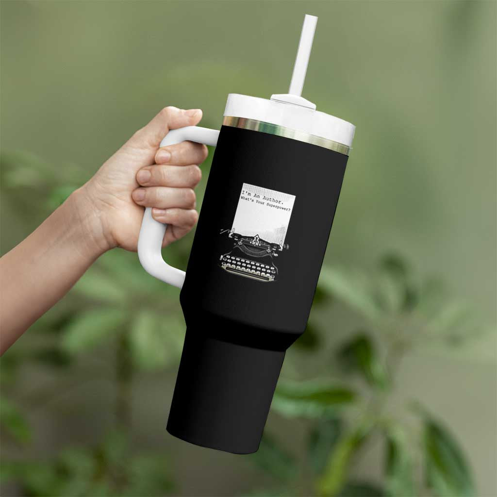 Funny Typewriter Tumbler With Handle I Am An Author What Is Your Superpower - Wonder Print Shop