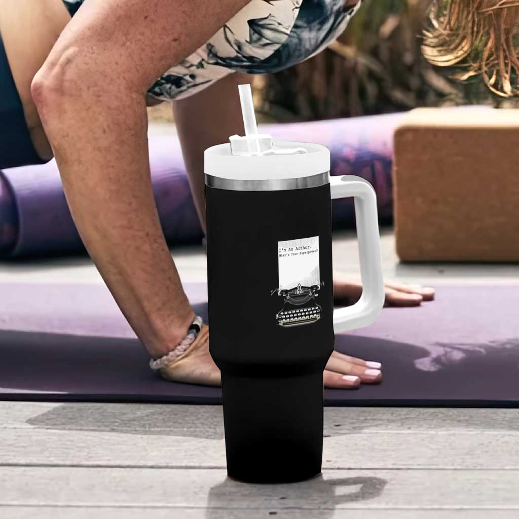 Funny Typewriter Tumbler With Handle I Am An Author What Is Your Superpower - Wonder Print Shop