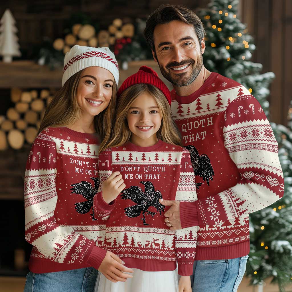 Funny Literary Ugly Christmas Sweater Do Not Quoth Me On That - Wonder Print Shop
