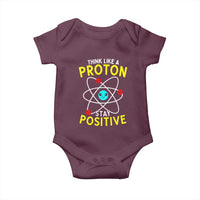 Think Like A Proton Stay Positive Baby Onesie Funny Science - Wonder Print Shop
