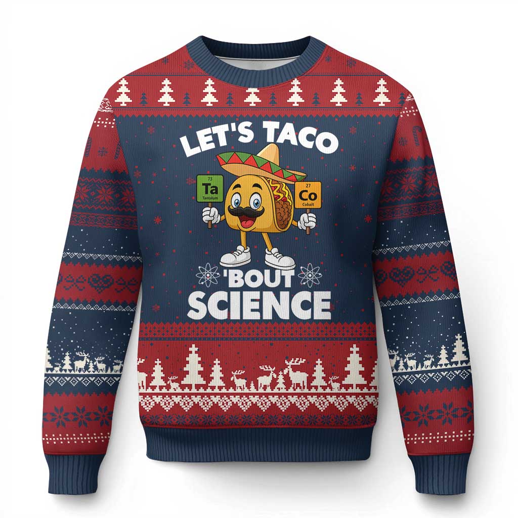 Funny Science Taco Pun Ugly Christmas Sweater Let Is Taco Bout Science - Wonder Print Shop