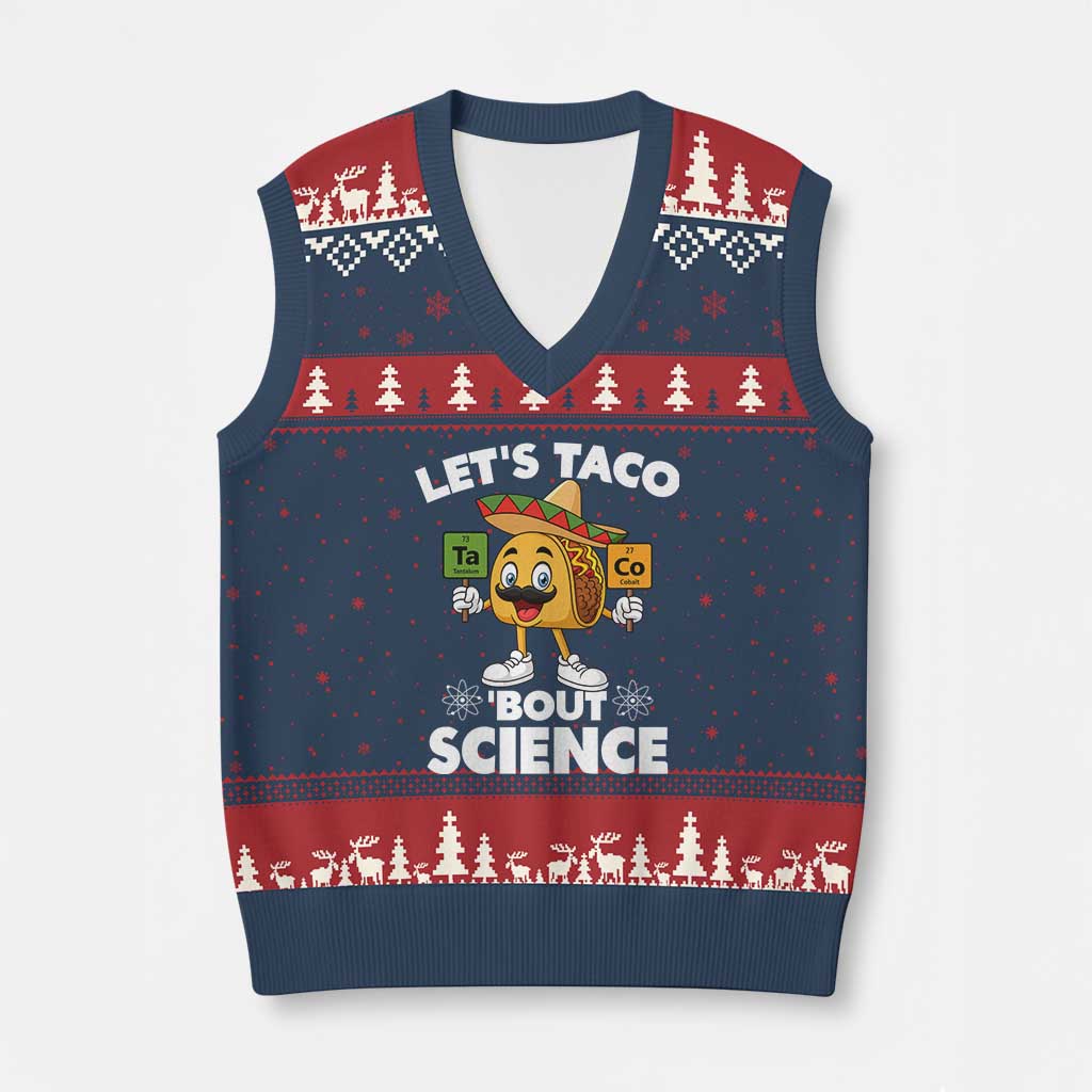 Funny Science Taco Pun V-Neck Knit Sweater Vest Let Is Taco Bout Science - Wonder Print Shop
