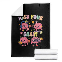 Kiss Your Brain Throw Blanket Funny Teacher - Wonder Print Shop
