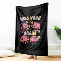 Kiss Your Brain Throw Blanket Funny Teacher - Wonder Print Shop