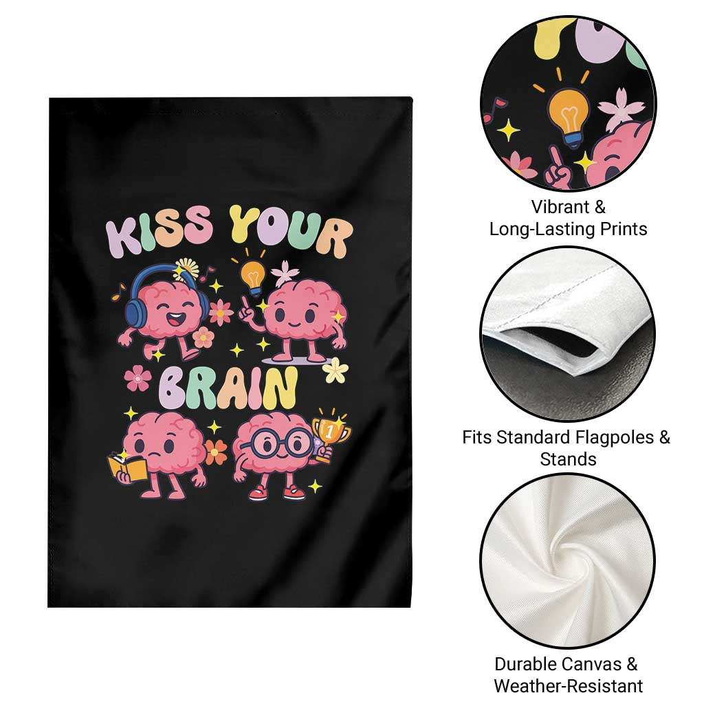 Kiss Your Brain Garden Flag Funny Teacher - Wonder Print Shop