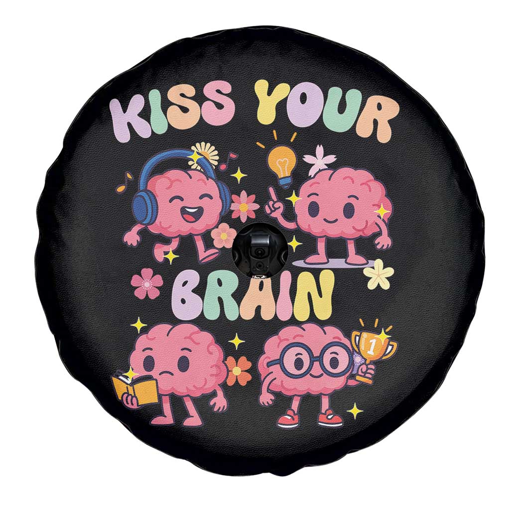 Kiss Your Brain Spare Tire Cover Funny Teacher - Wonder Print Shop