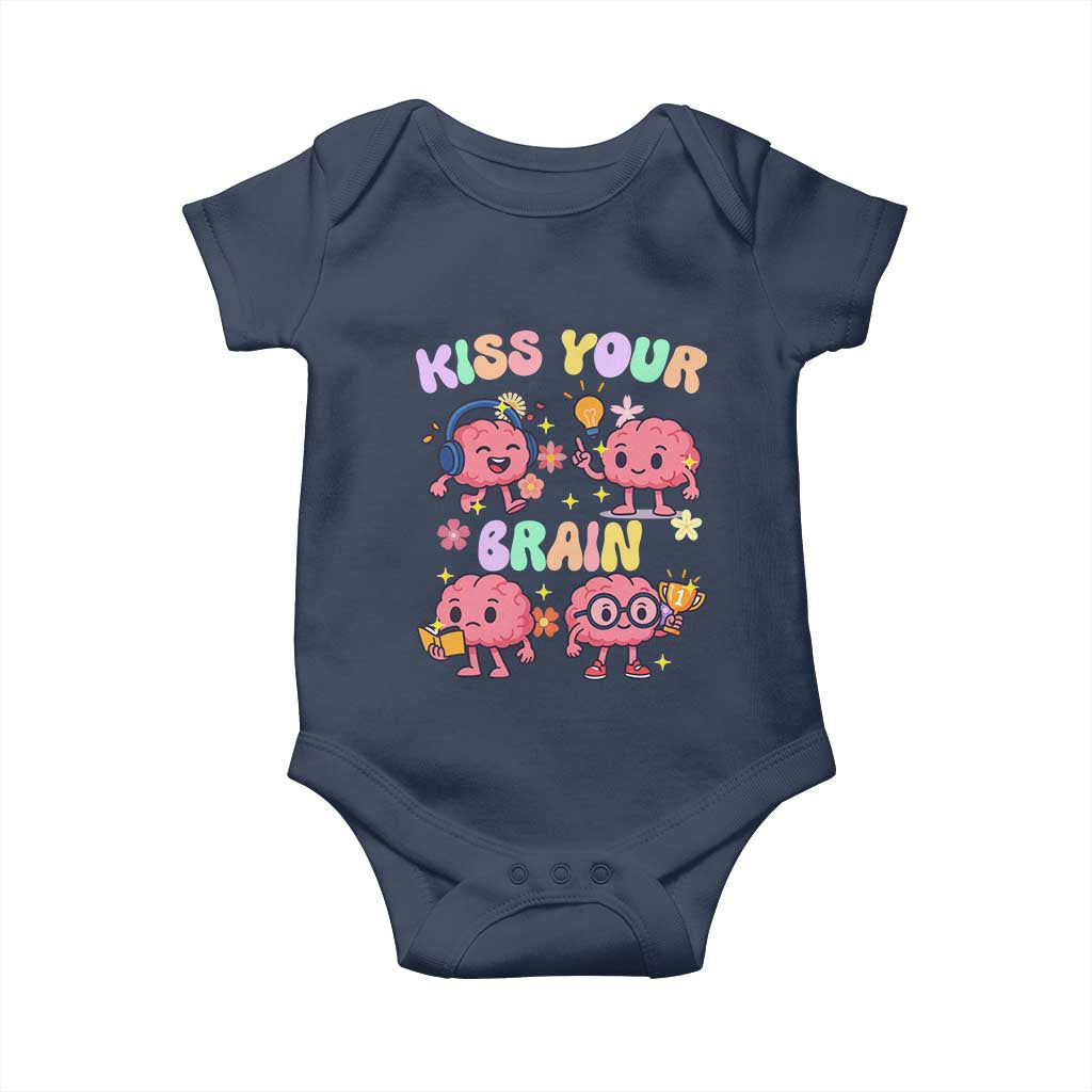 Kiss Your Brain Baby Onesie Funny Teacher - Wonder Print Shop