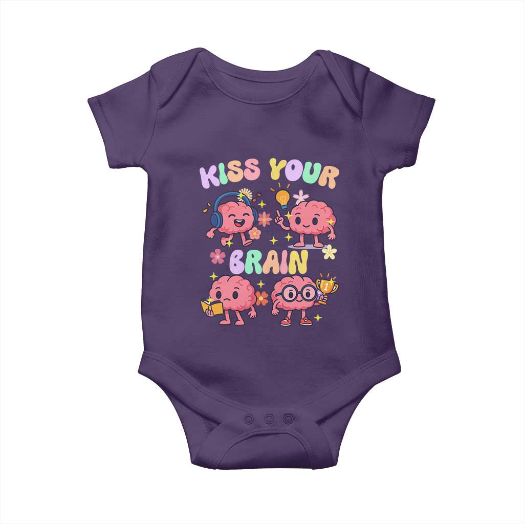Kiss Your Brain Baby Onesie Funny Teacher - Wonder Print Shop