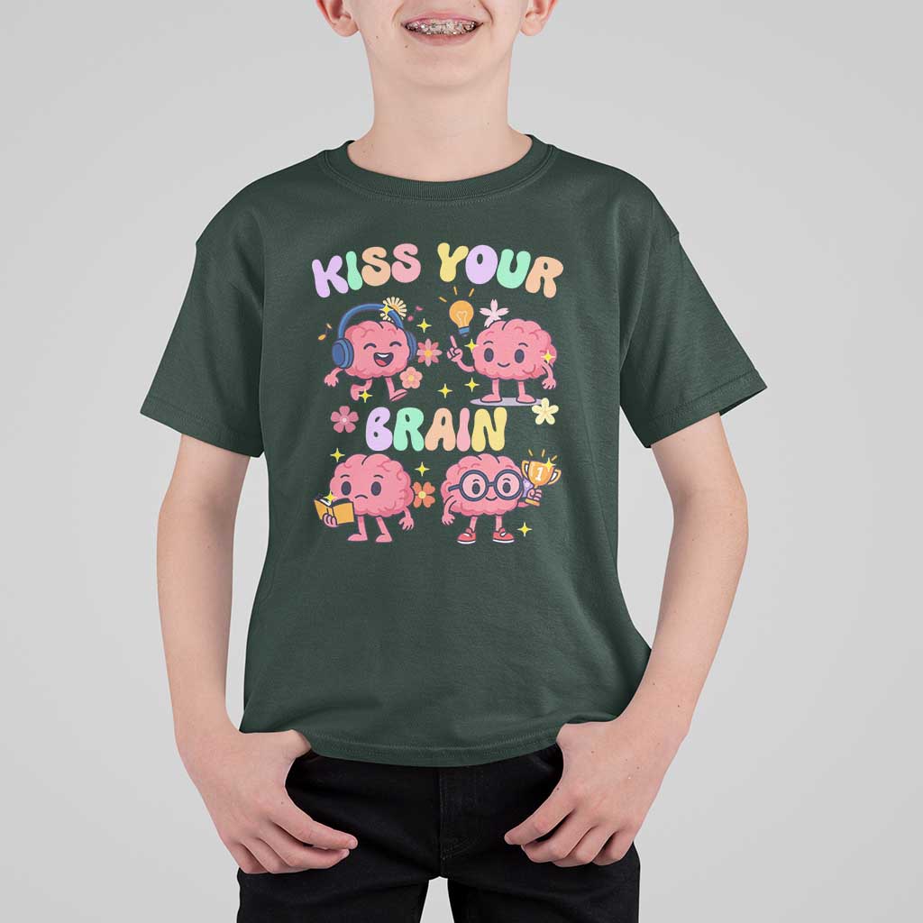 Kiss Your Brain T Shirt For Kid Funny Teacher - Wonder Print Shop