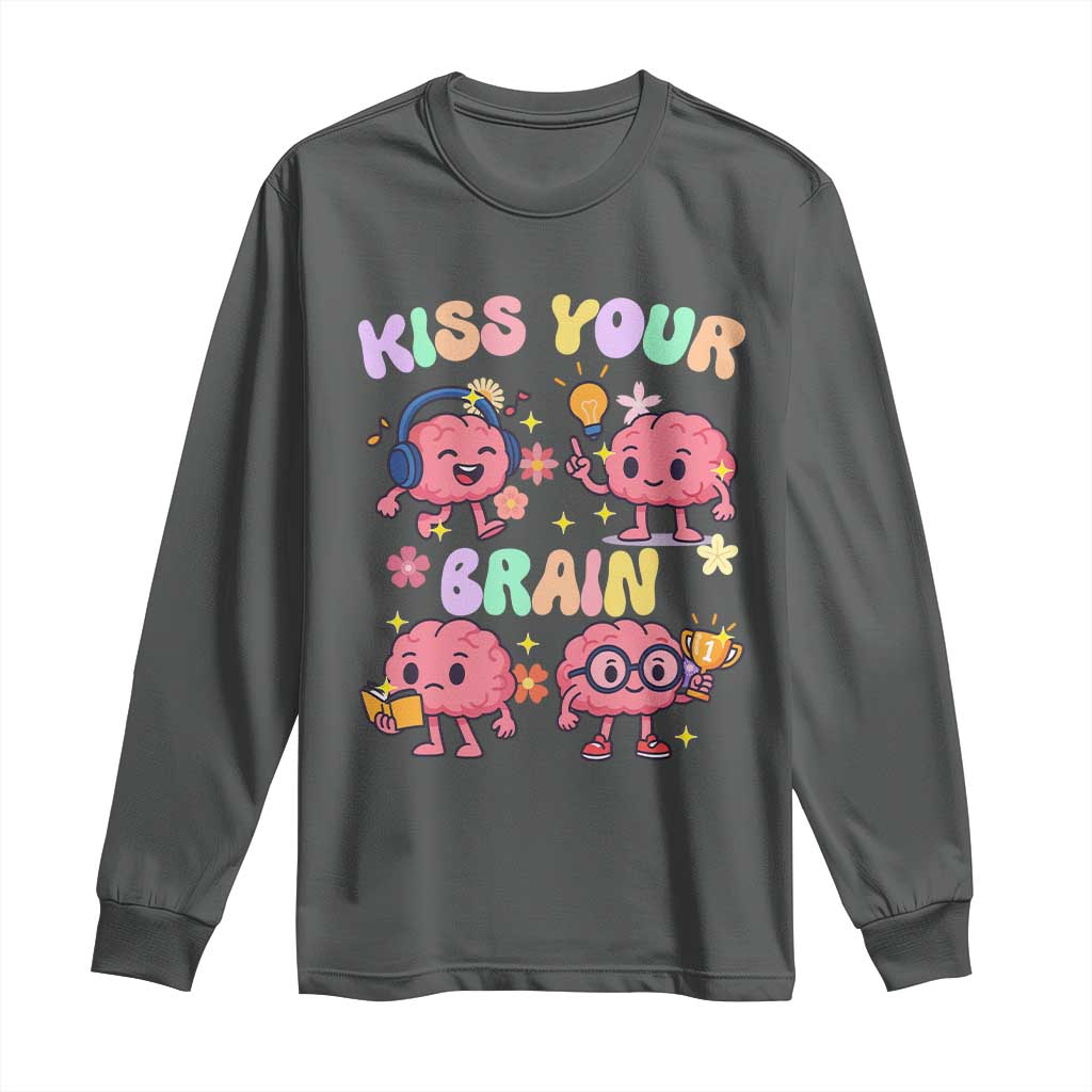 Kiss Your Brain Long Sleeve Shirt Funny Teacher - Wonder Print Shop