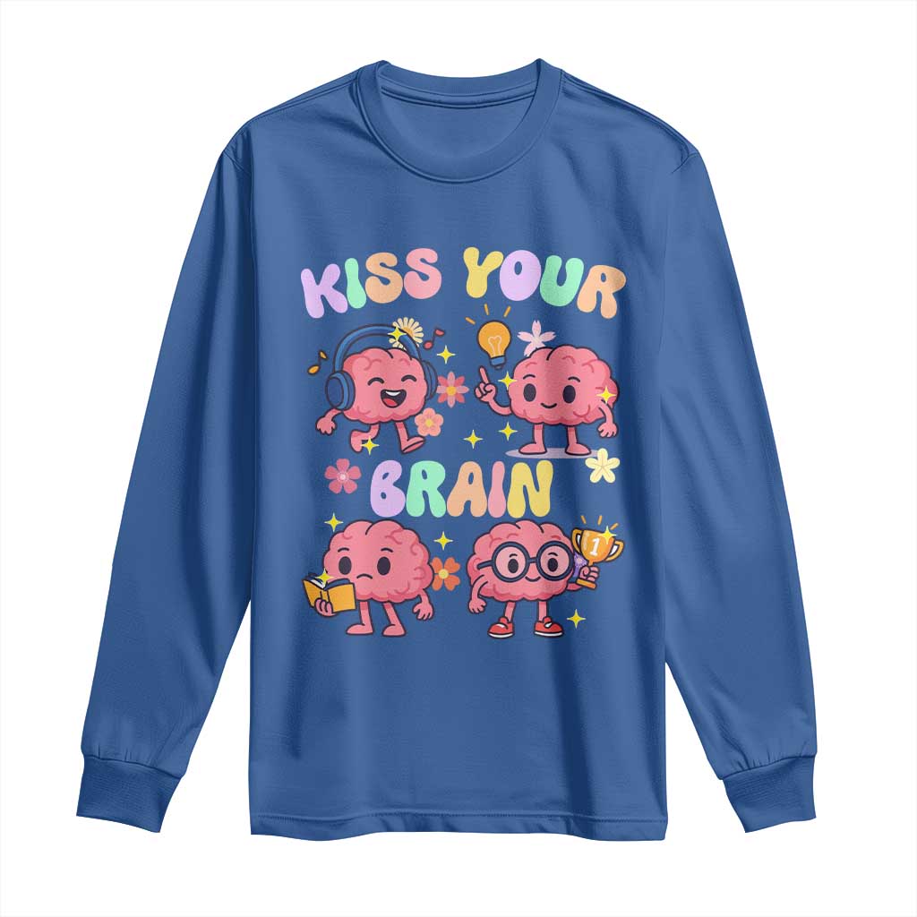 Kiss Your Brain Long Sleeve Shirt Funny Teacher - Wonder Print Shop