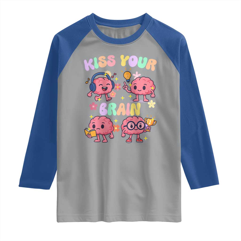 Kiss Your Brain Raglan Shirt Funny Teacher - Wonder Print Shop