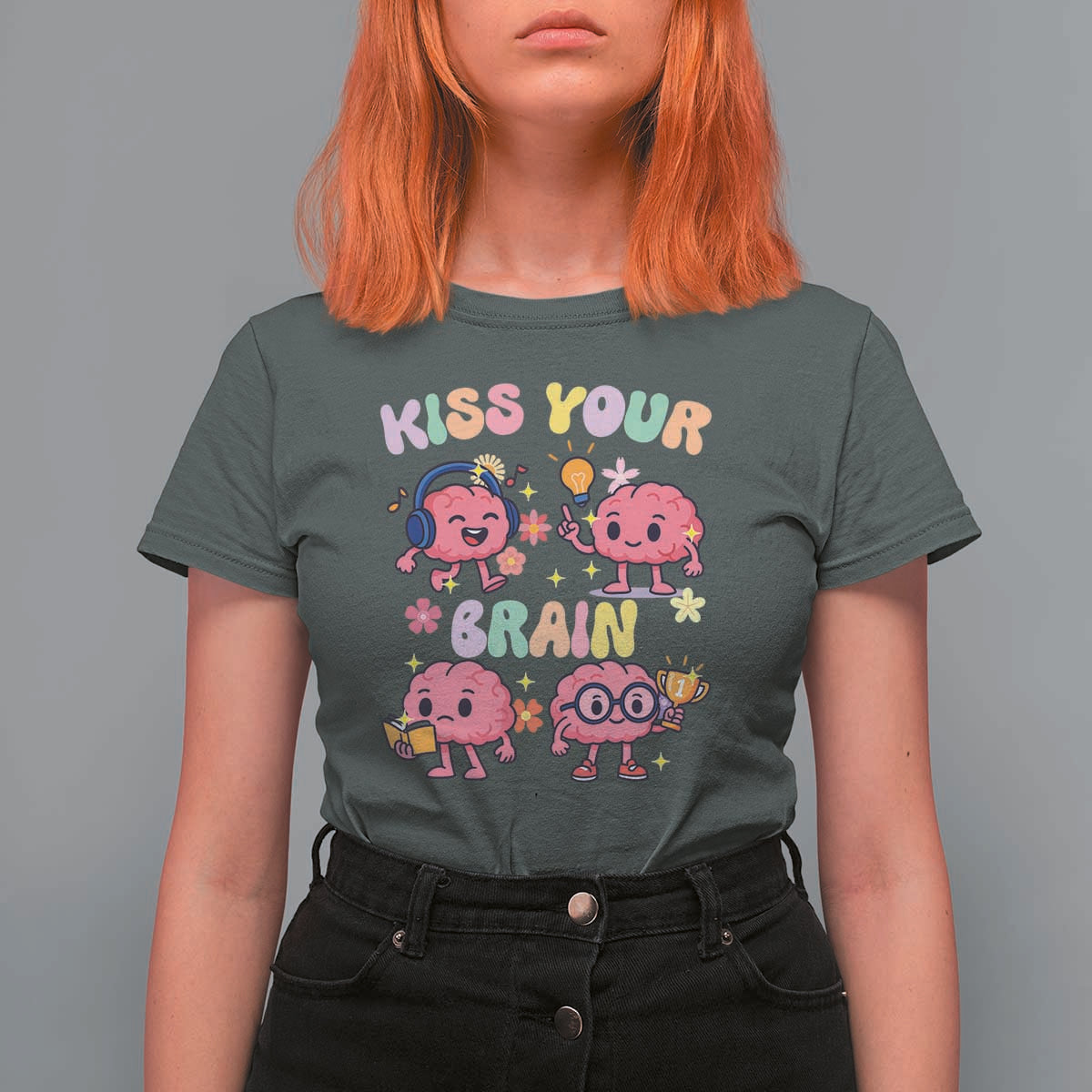 Kiss Your Brain T Shirt For Women Funny Teacher - Wonder Print Shop
