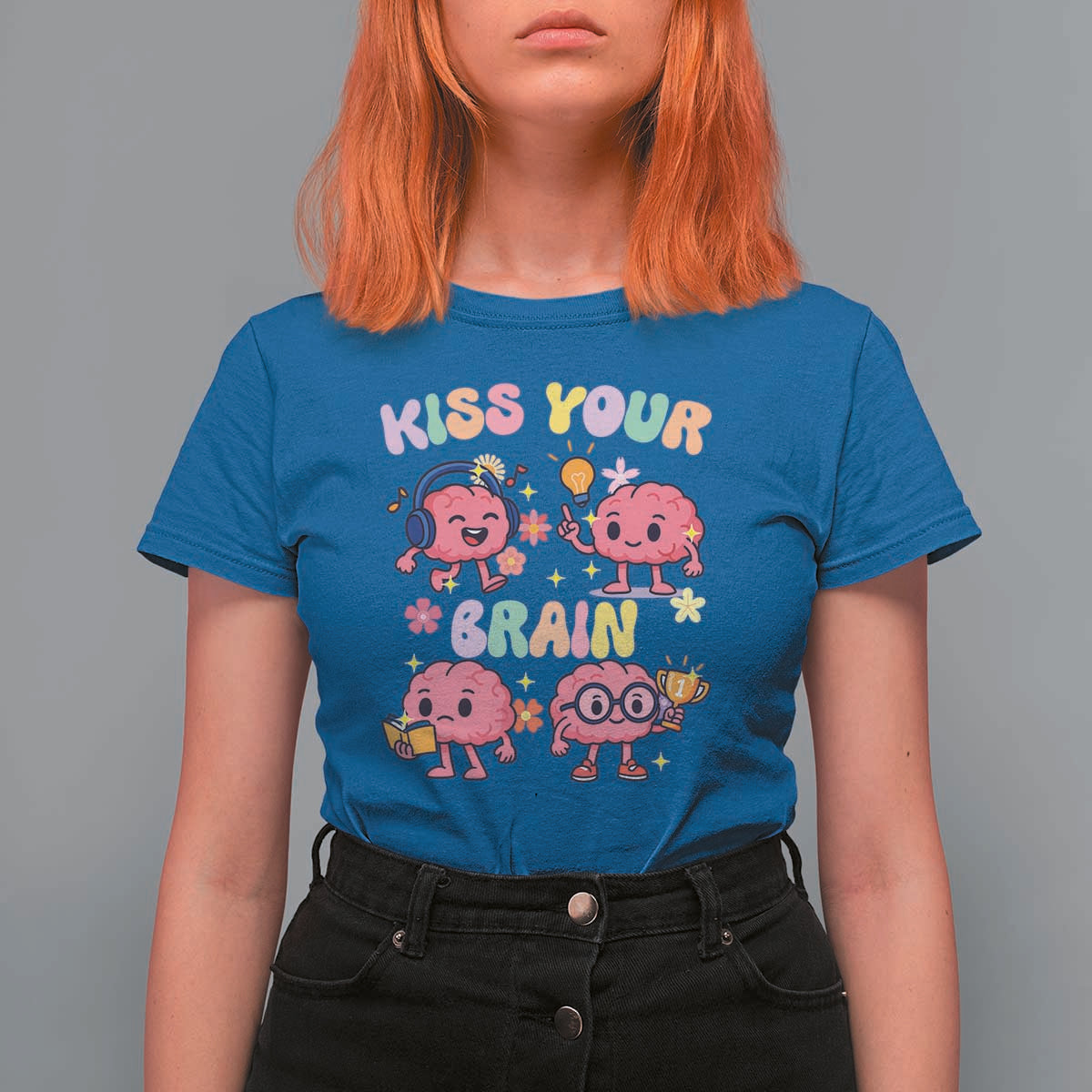 Kiss Your Brain T Shirt For Women Funny Teacher - Wonder Print Shop