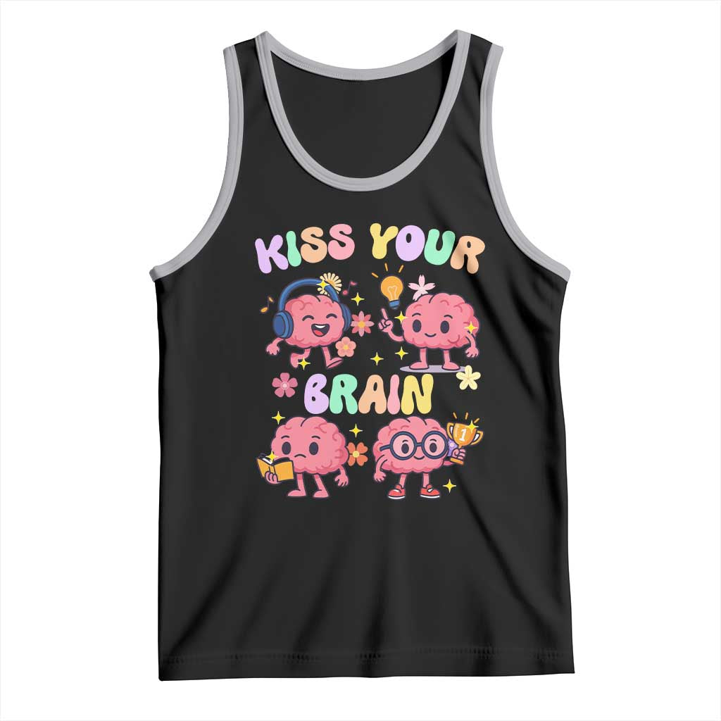 Kiss Your Brain Tank Top Funny Teacher - Wonder Print Shop