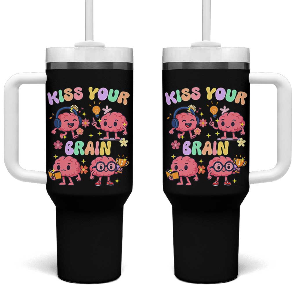 Kiss Your Brain Tumbler With Handle Funny Teacher - Wonder Print Shop
