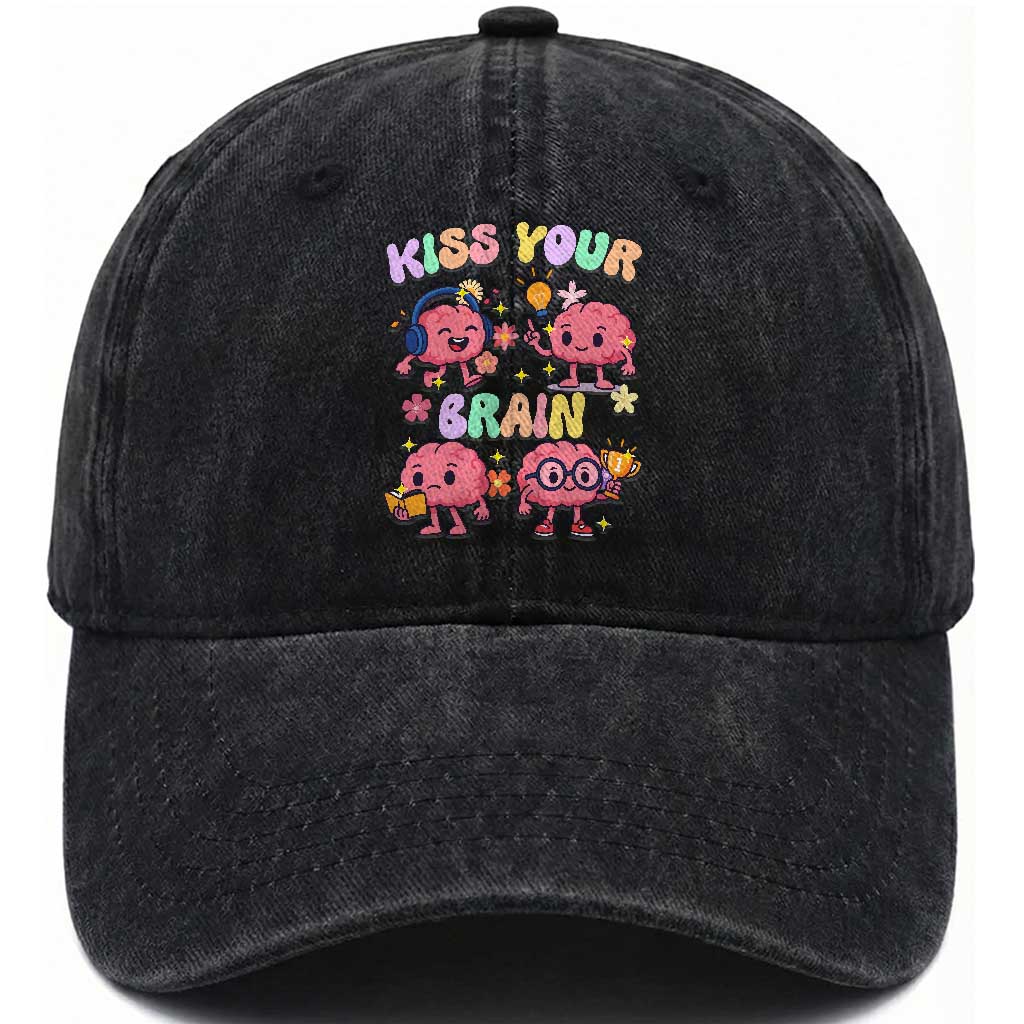 Kiss Your Brain Washed Cotton Baseball Cap Funny Teacher