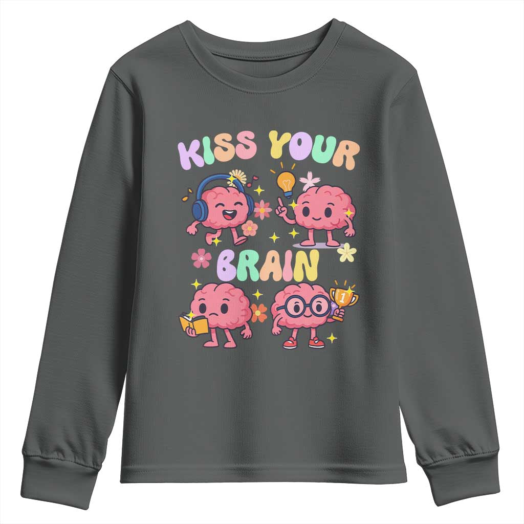Kiss Your Brain Youth Sweatshirt Funny Teacher - Wonder Print Shop