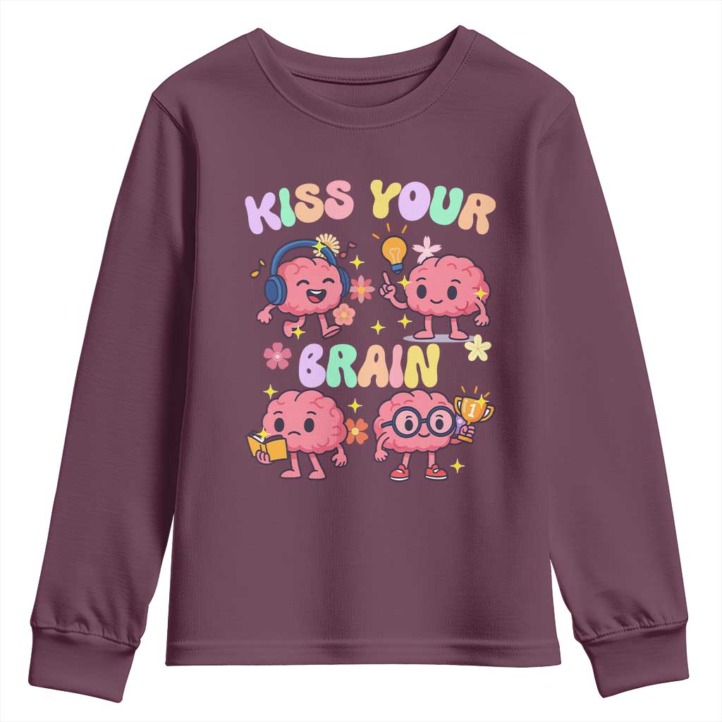 Kiss Your Brain Youth Sweatshirt Funny Teacher - Wonder Print Shop