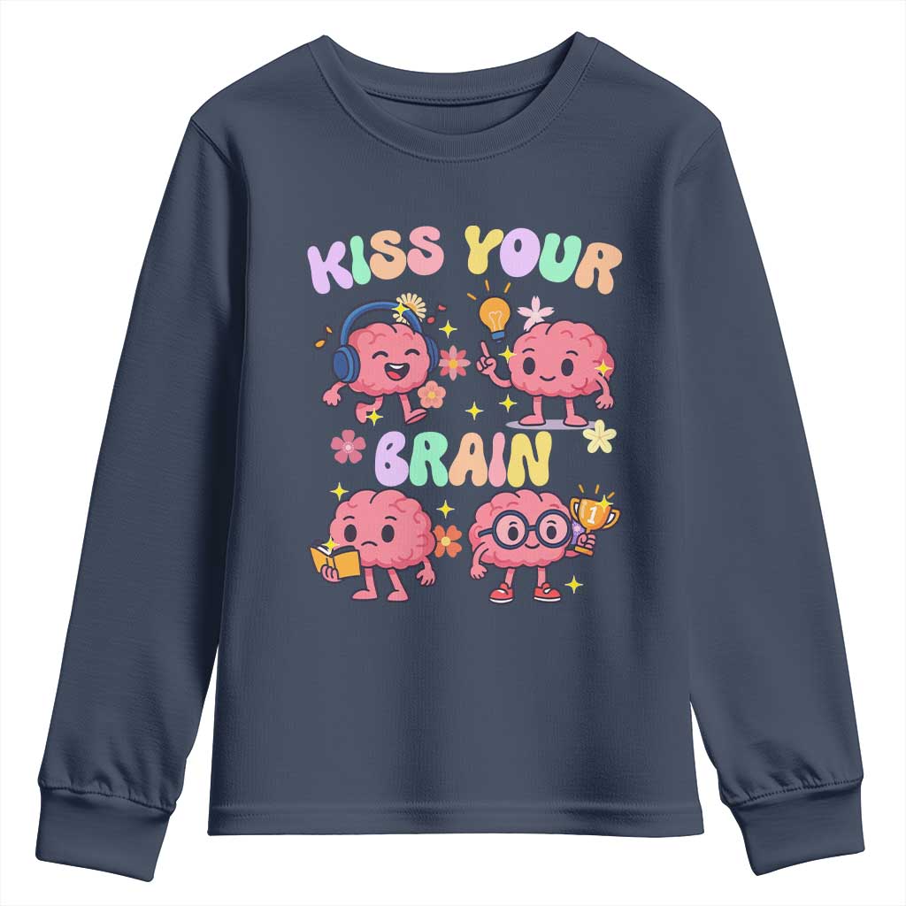 Kiss Your Brain Youth Sweatshirt Funny Teacher - Wonder Print Shop