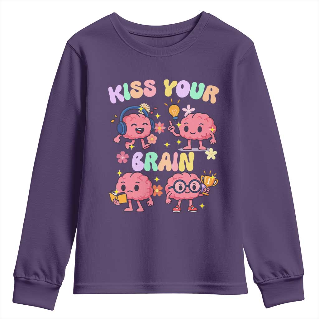 Kiss Your Brain Youth Sweatshirt Funny Teacher - Wonder Print Shop