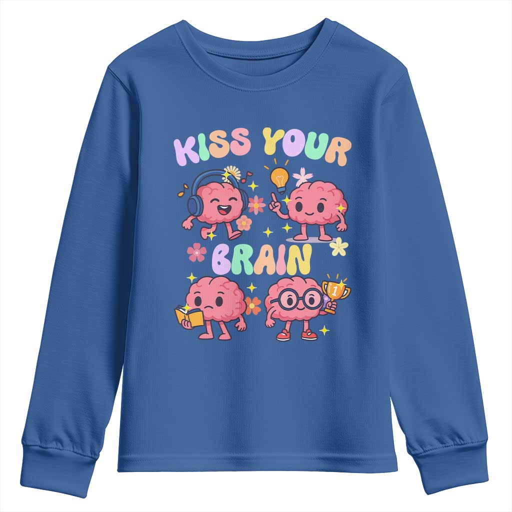 Kiss Your Brain Youth Sweatshirt Funny Teacher - Wonder Print Shop