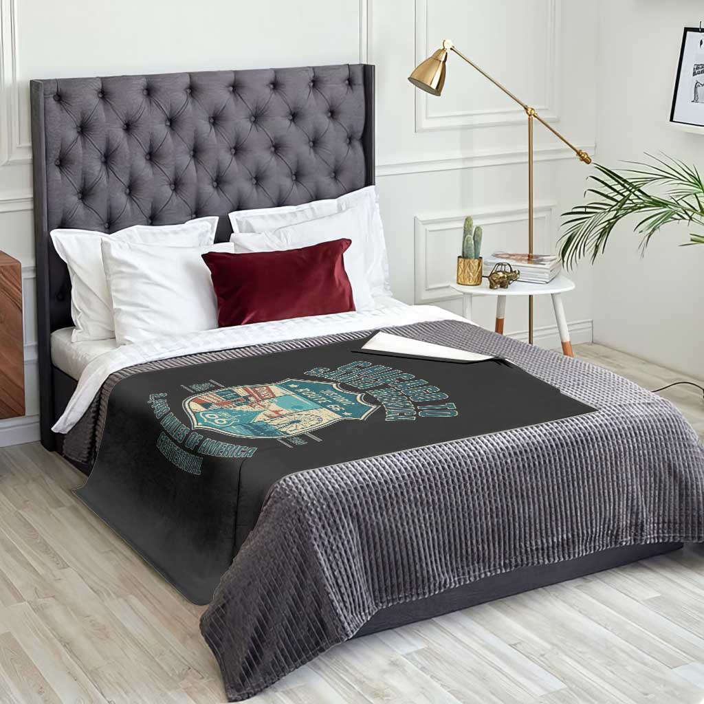 Route Highway 66 Chicago Santa Monica Vintage America Road Trip Throw Blanket