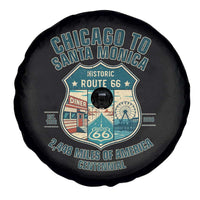 Route Highway 66 Chicago Santa Monica Vintage America Road Trip Spare Tire Cover