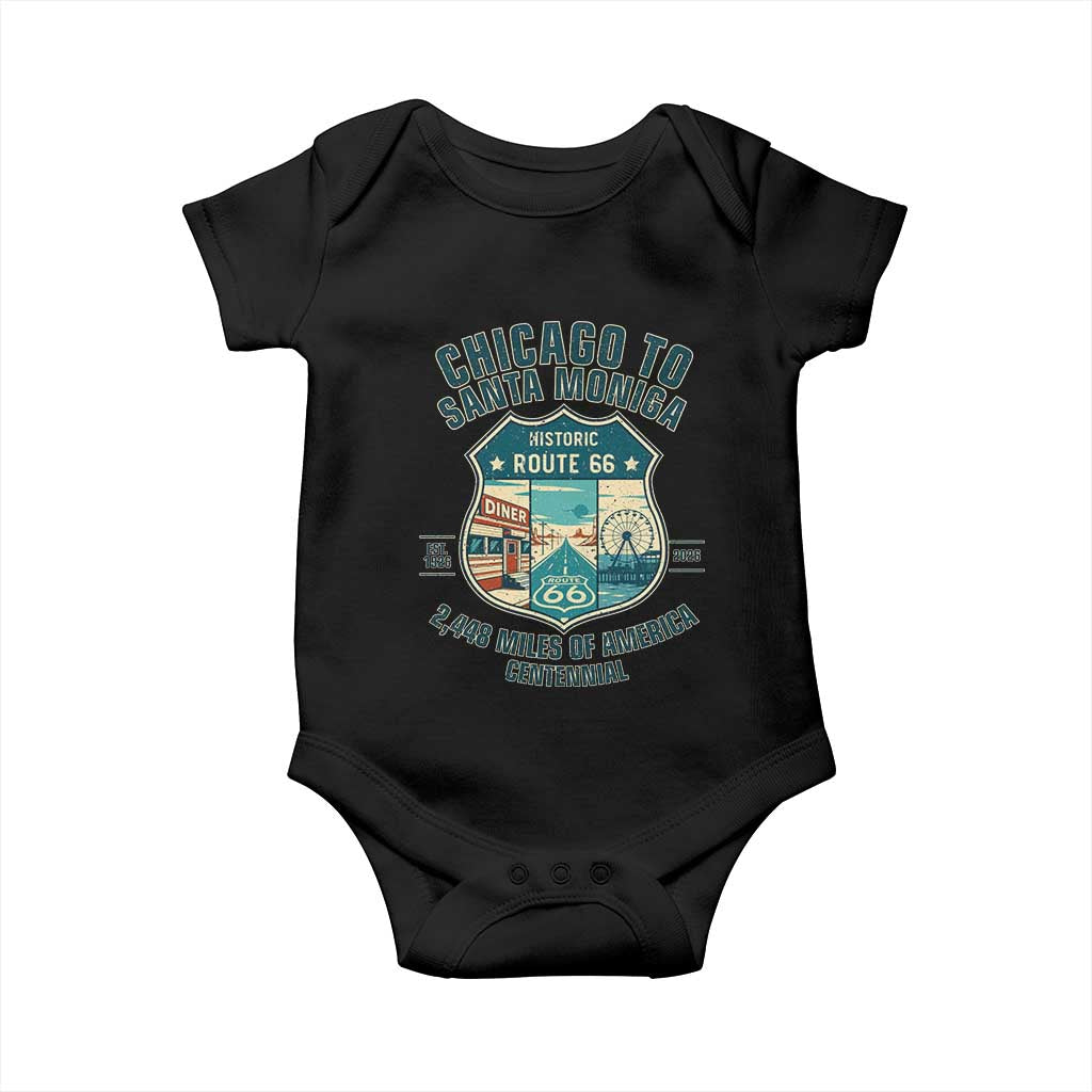 Route Highway 66 Chicago Santa Monica Vintage America Road Trip Baby Onesie