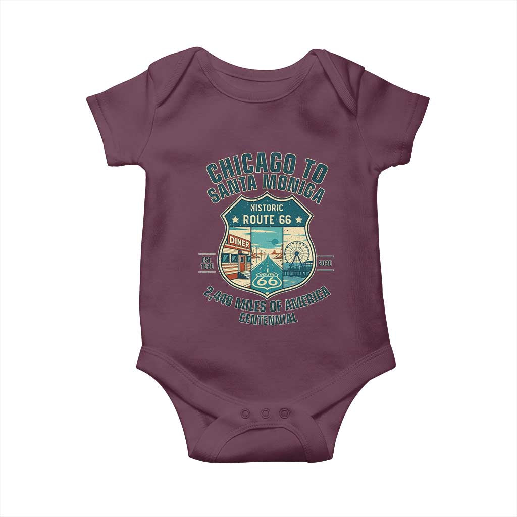 Route Highway 66 Chicago Santa Monica Vintage America Road Trip Baby Onesie
