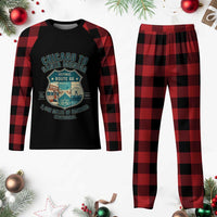 Route Highway 66 Chicago Santa Monica Vintage America Road Trip Plaid Pajama Set