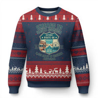 Route Highway 66 Chicago Santa Monica Vintage America Road Trip Ugly Christmas Sweater