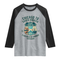 Route Highway 66 Chicago Santa Monica Vintage America Road Trip Raglan Shirt
