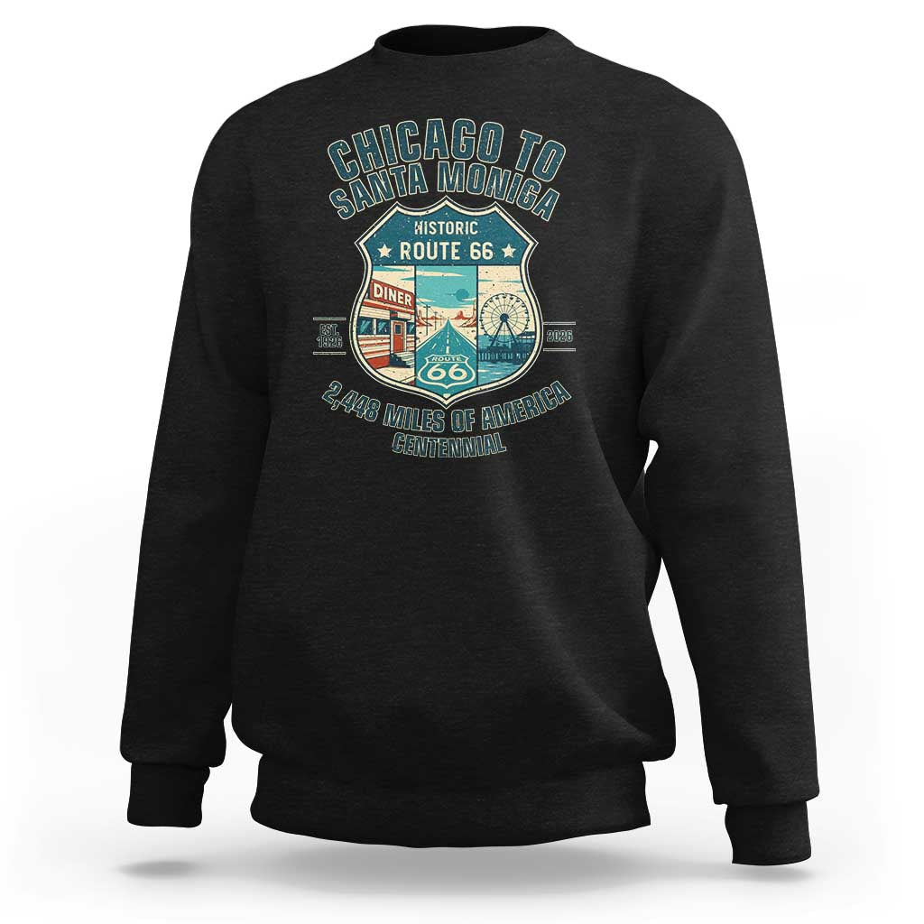 Route Highway 66 Chicago Santa Monica Vintage America Road Trip Sweatshirt