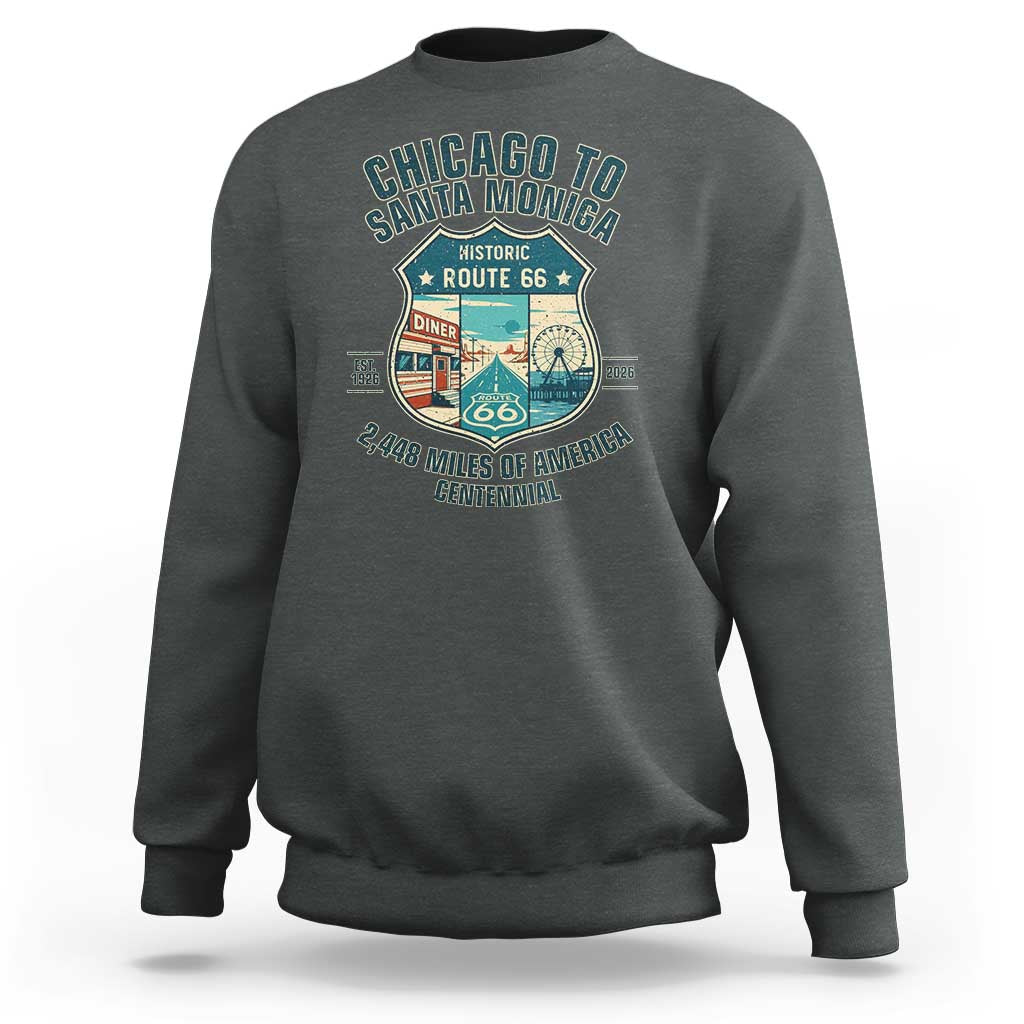 Route Highway 66 Chicago Santa Monica Vintage America Road Trip Sweatshirt