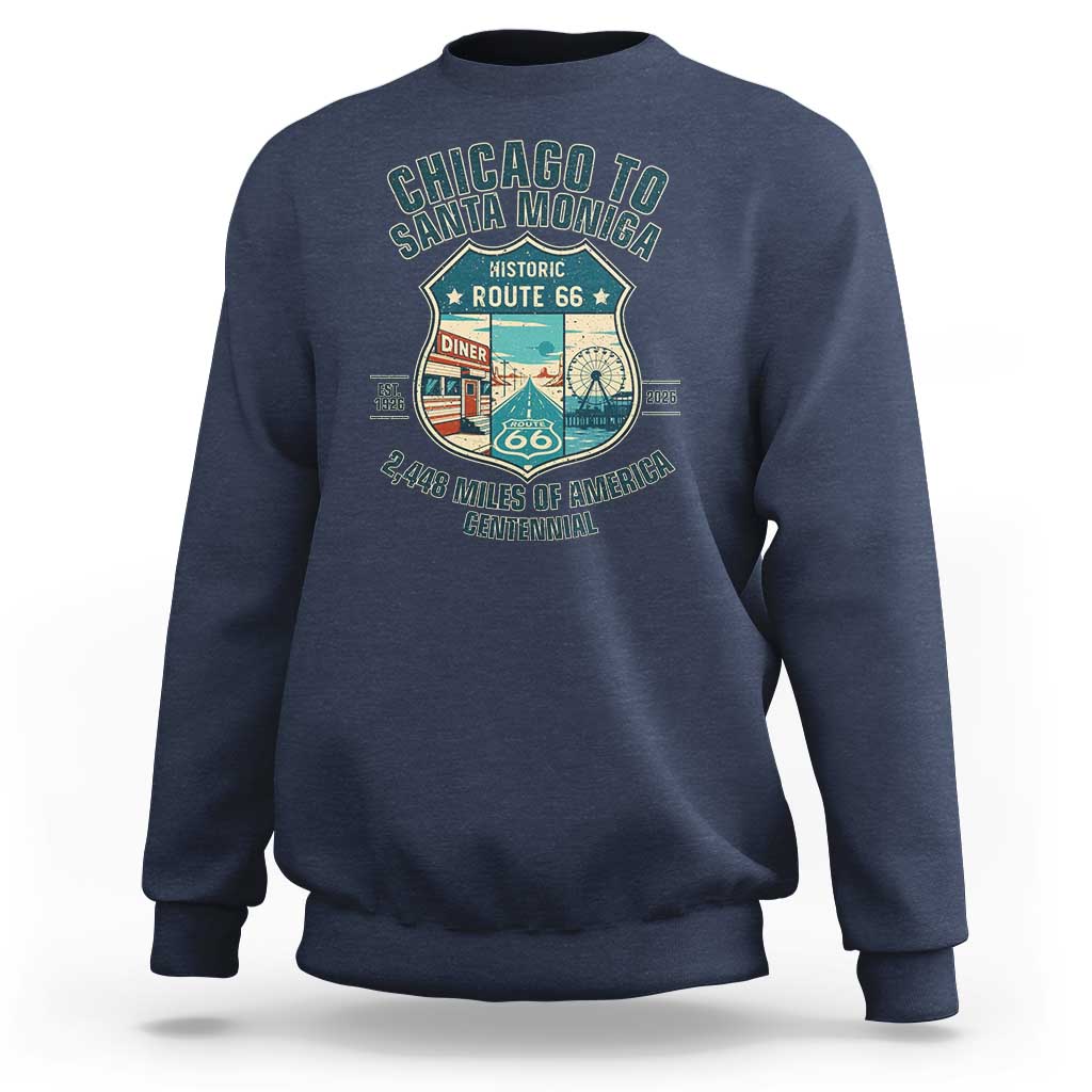 Route Highway 66 Chicago Santa Monica Vintage America Road Trip Sweatshirt