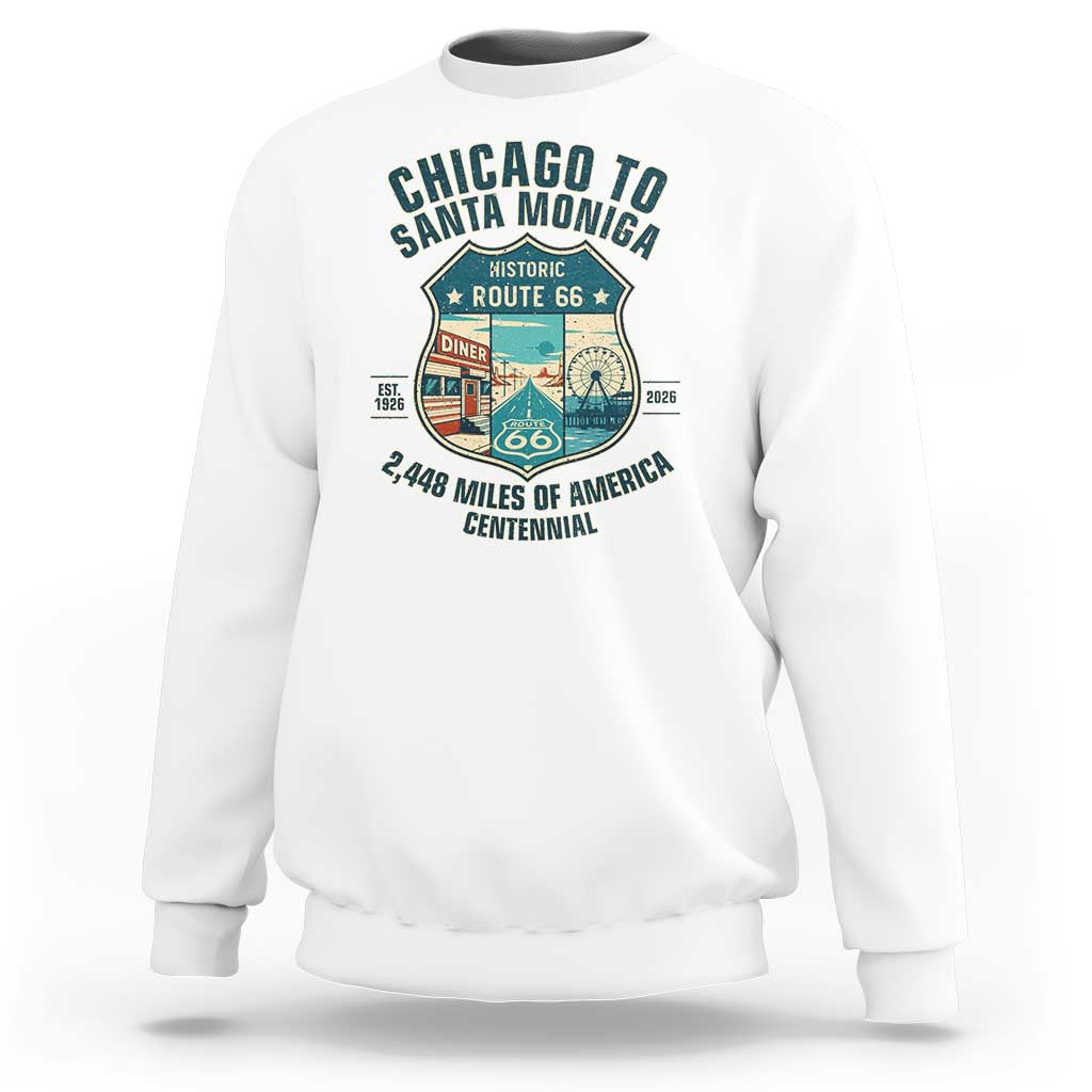 Route Highway 66 Chicago Santa Monica Vintage America Road Trip Sweatshirt