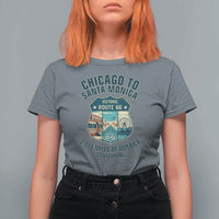 Route Highway 66 Chicago Santa Monica Vintage America Road Trip T Shirt For Women