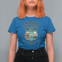 Route Highway 66 Chicago Santa Monica Vintage America Road Trip T Shirt For Women