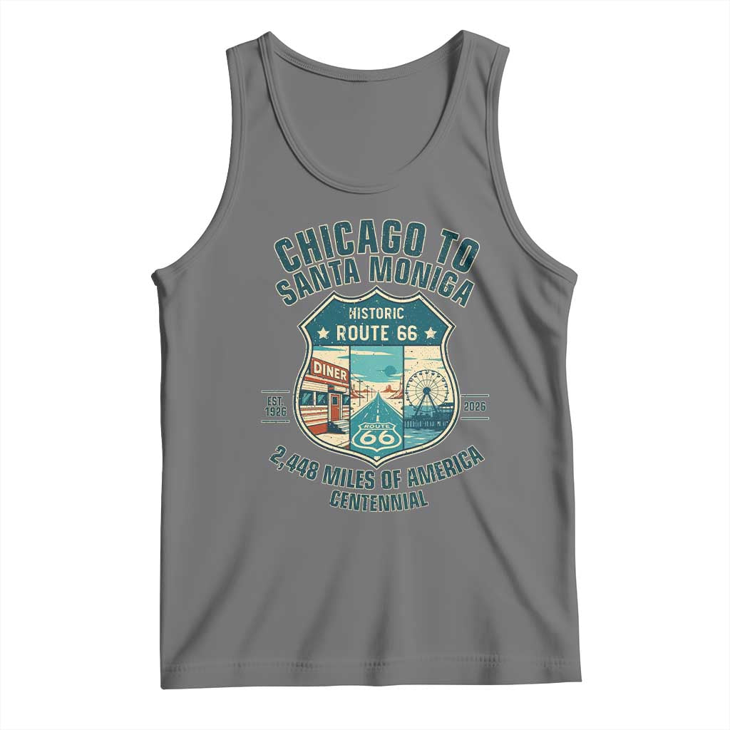 Route Highway 66 Chicago Santa Monica Vintage America Road Trip Tank Top