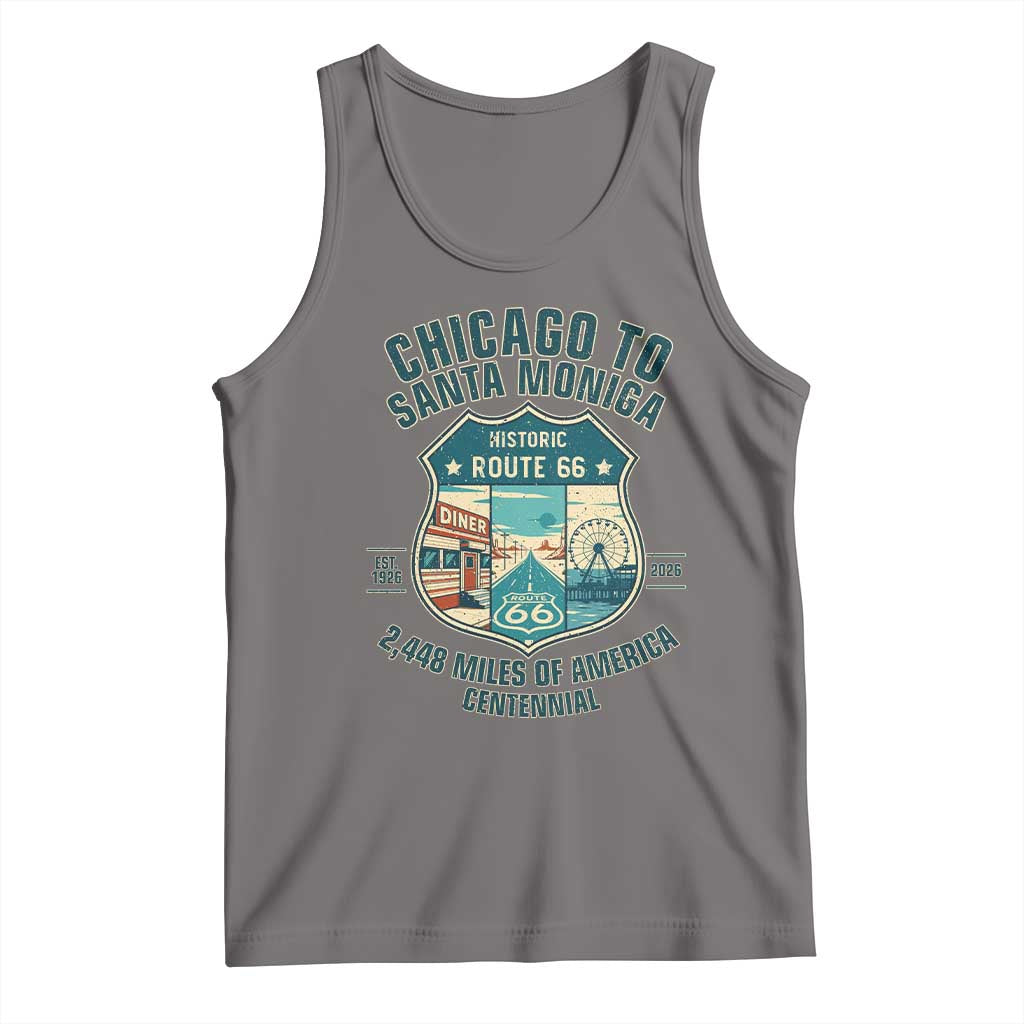 Route Highway 66 Chicago Santa Monica Vintage America Road Trip Tank Top