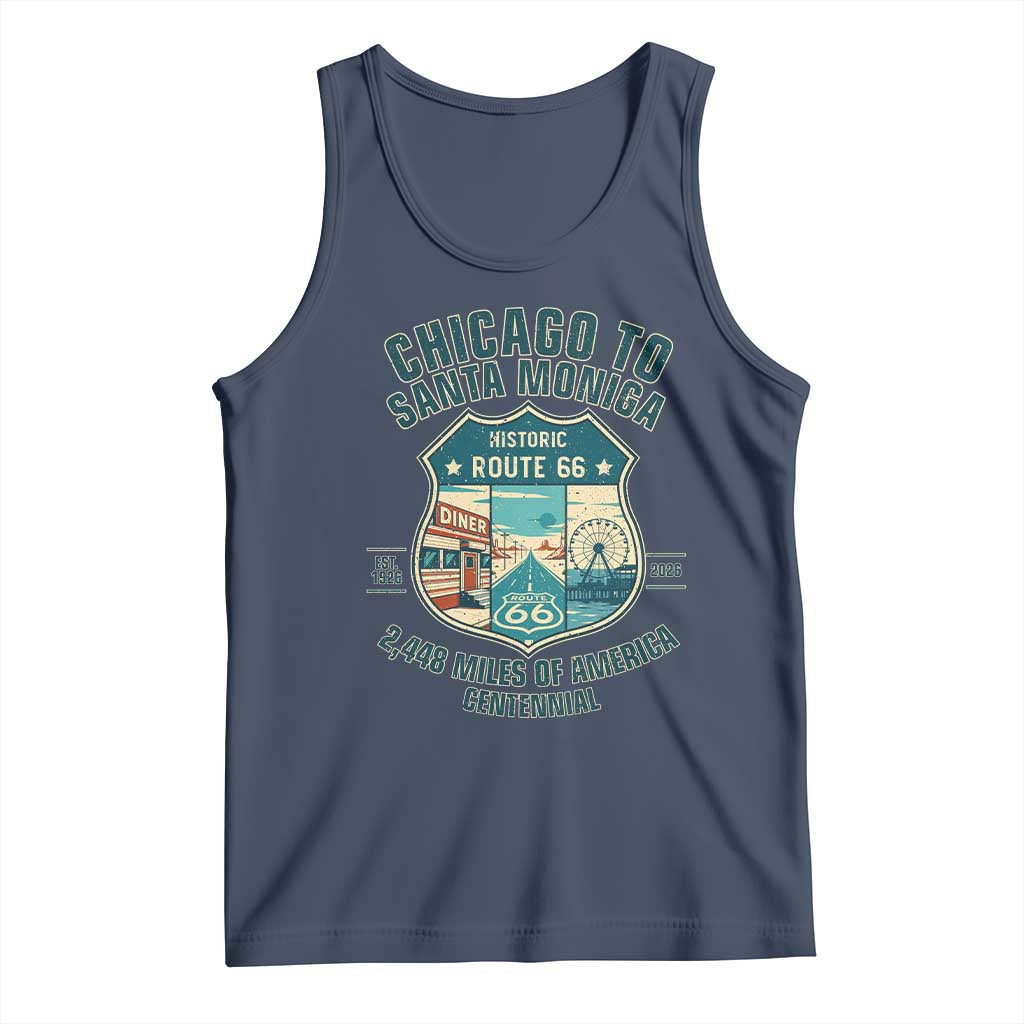 Route Highway 66 Chicago Santa Monica Vintage America Road Trip Tank Top