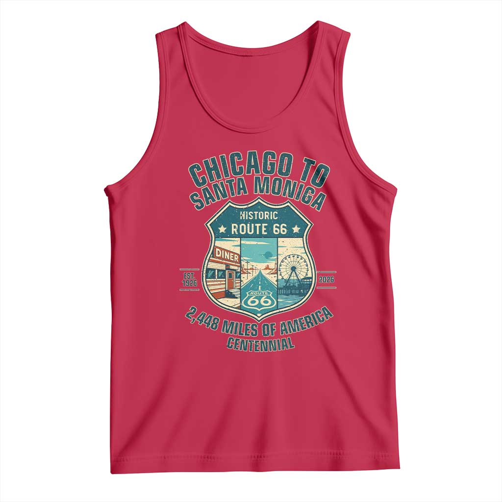 Route Highway 66 Chicago Santa Monica Vintage America Road Trip Tank Top