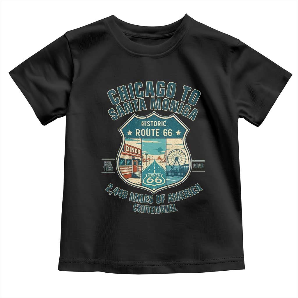 Route Highway 66 Chicago Santa Monica Vintage America Road Trip Toddler T Shirt