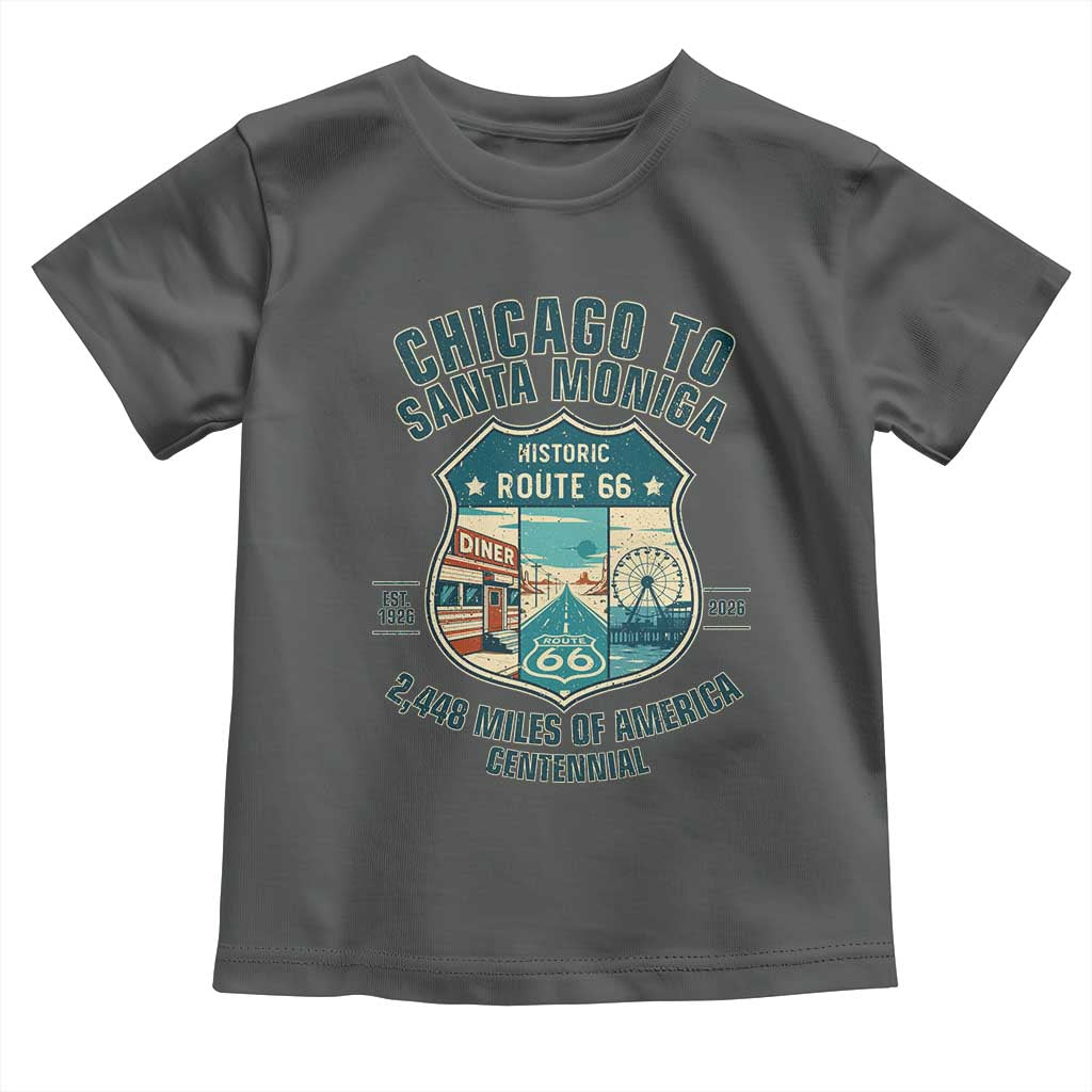 Route Highway 66 Chicago Santa Monica Vintage America Road Trip Toddler T Shirt