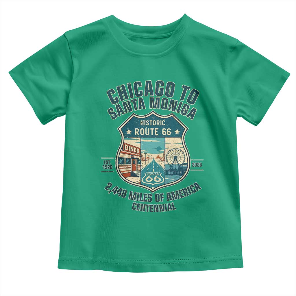 Route Highway 66 Chicago Santa Monica Vintage America Road Trip Toddler T Shirt