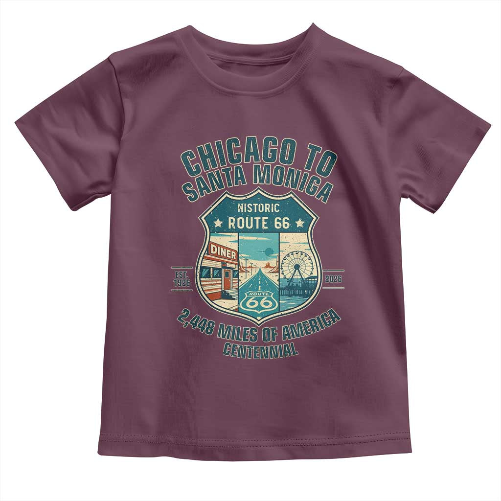 Route Highway 66 Chicago Santa Monica Vintage America Road Trip Toddler T Shirt