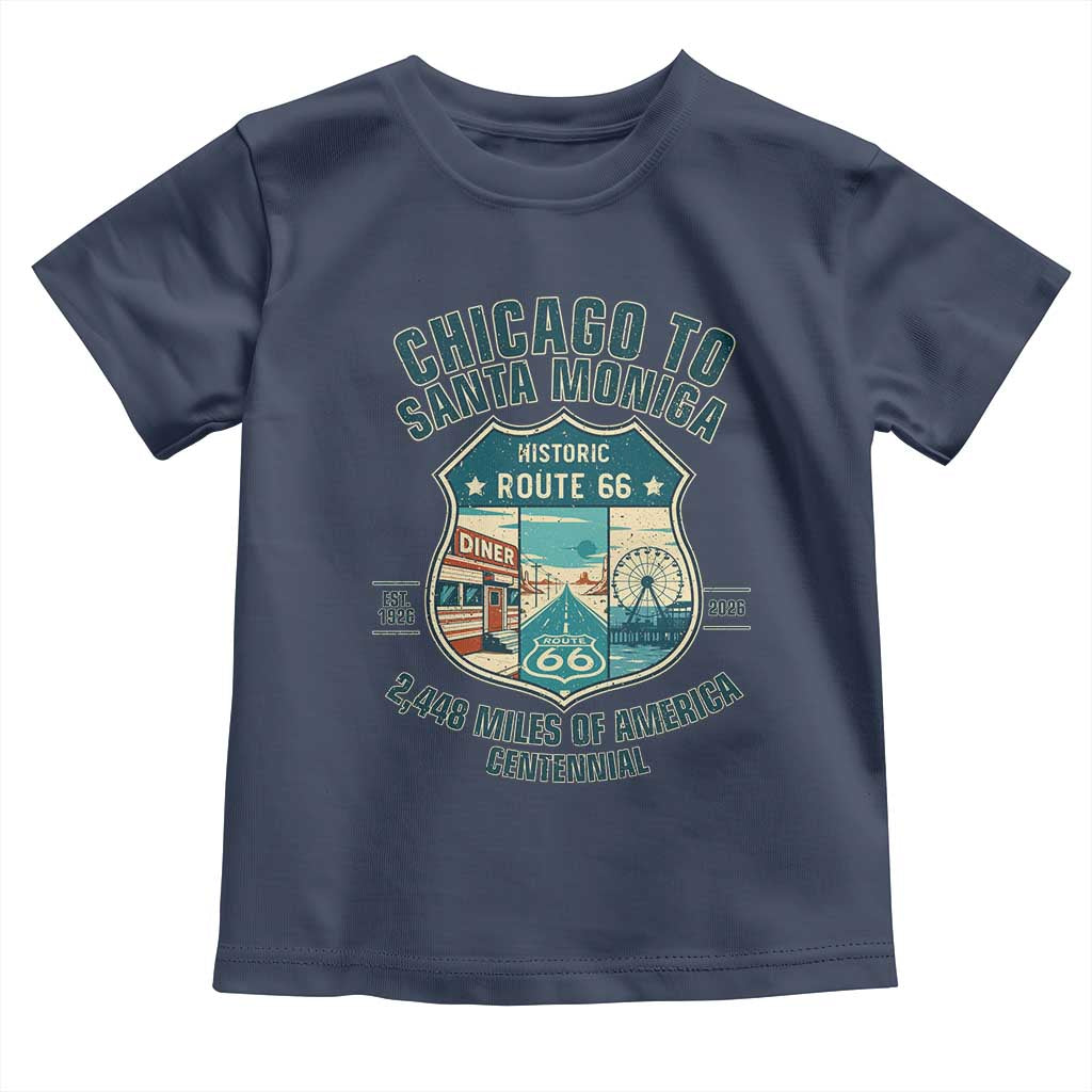 Route Highway 66 Chicago Santa Monica Vintage America Road Trip Toddler T Shirt