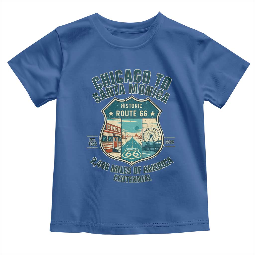 Route Highway 66 Chicago Santa Monica Vintage America Road Trip Toddler T Shirt