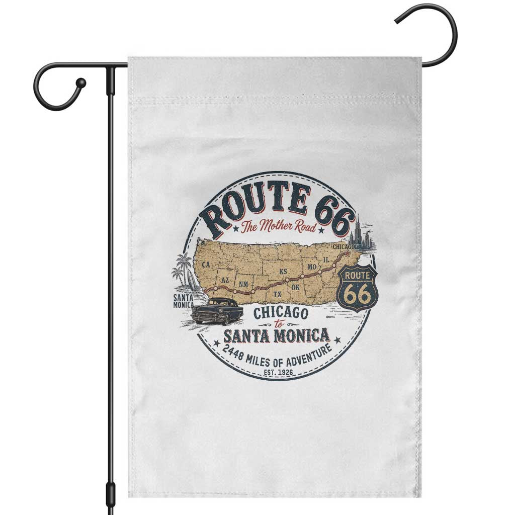 Route Highway 66 Map Chicago to Santa Monica Garden Flag Vintage America Road Trip Americana